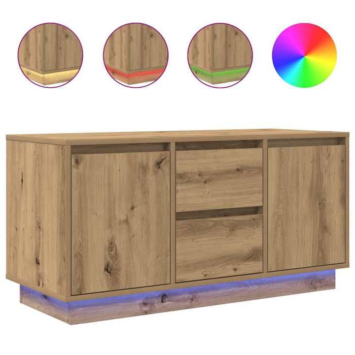 VidaXL TV Cabinet with LED Lights Artisan Oak 100x41x50 Cm, TV Stand, TV Unit, Multimedia Cabinet, TV Bench, 861417