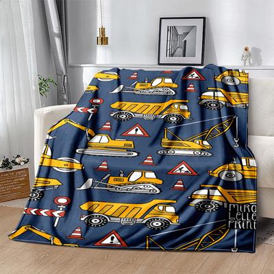 1pc Tractor Printing Lightweight Flannel Blanket, Comfortable and Warm Blanket, Sofa Bed and Couch Office, Suitable for Gift Blankets