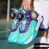 Autumn/Winter Warm Boys' Leather Rotating Buckle Basketball Shoes with Velvet, Children's Sports Professional Basketball Shoes