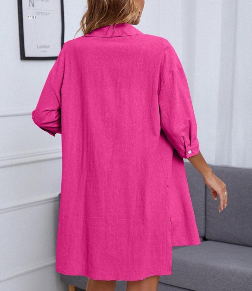 2023 Spring Women's Casual Patchwork Cotton Linen Two-Piece Set with Seven-Sleeves
