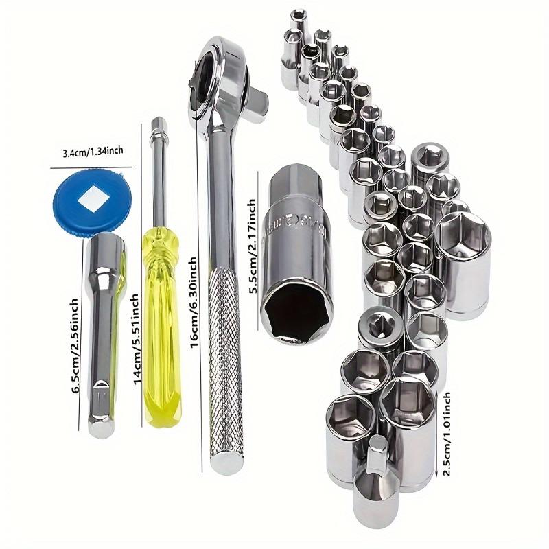 40pcs Automotive Supplies Car Tool Box Socket Wrench Manual Tool Combination Repair Tool Kit.