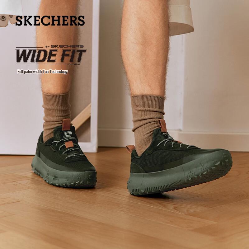 Skechers Men s Wide Fit Soft-Sole Casual Shoes US 10.5 оливковое зеленый