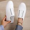 Off White Shoes Sneakers Women Lace-up Shallow White Leather Shoes Versatile Soft Sole Running Walking Zapatos Student Campus