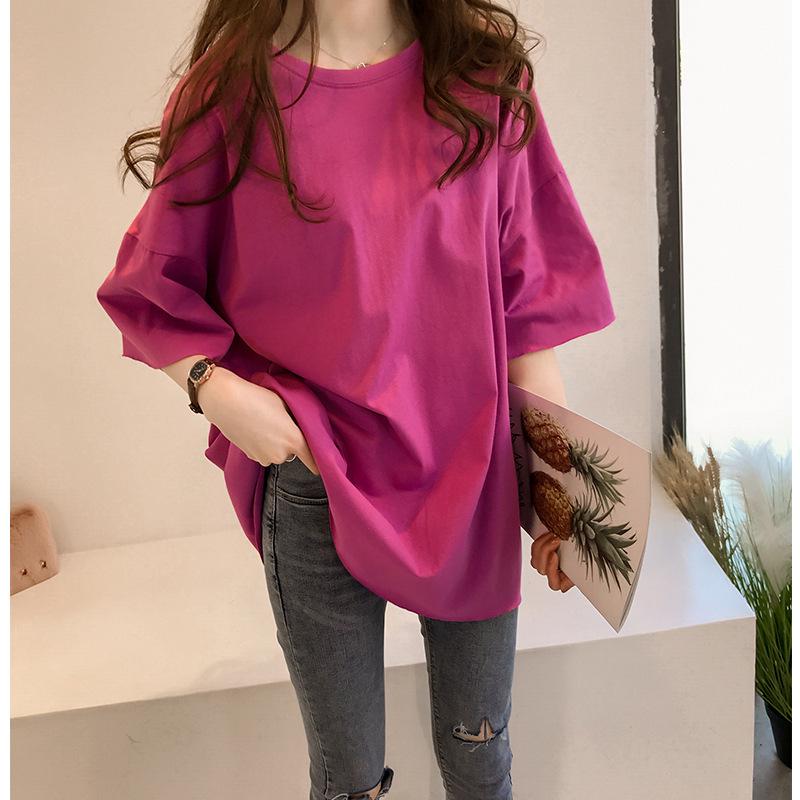 Summer 2024 Candy Color Short-Sleeve Loose T-Shirt for Women - Korean Style