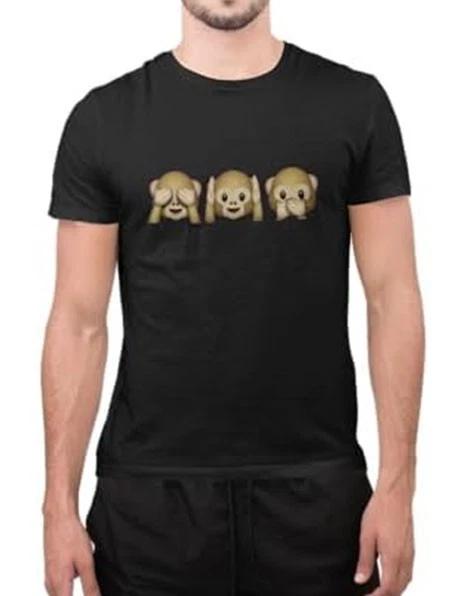 Inspired Funny Emoji 3 Monkey Emoji Lovers Monkey Cute Top T-Shirt M