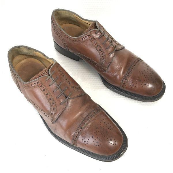 MARIANO CAMPANILE/Vintage Leder Straight Tip Semi-Brogue Schuhe/6/24.5-25.0/Braun/Business(GEBRAUCHT)