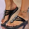 Fashion Luxury Shiny Crystal Flat Flip Flops Women Street Style Plus Size Open Toe Slippers Ladies Fashion Beach Anti-Slip Slides Mujer
