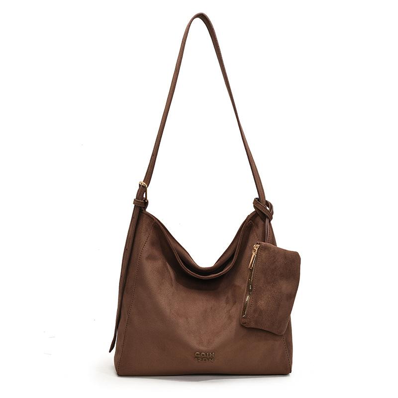 Suede Shoulder Tote Bag Women'S Light Luxury High-End Casual Messenger Handbag