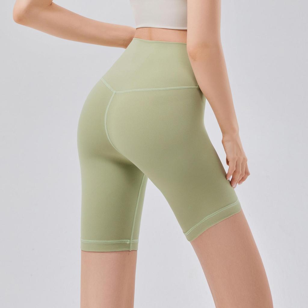 High-Waist Nude Yoga Shorts - Hip-Lifting, Tummy-Control, Free Size Lycra Sportswear