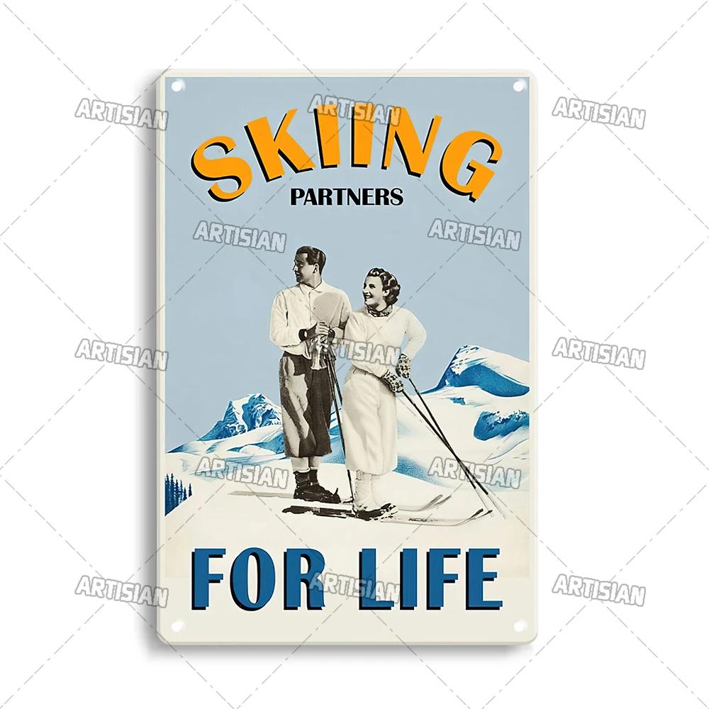 ArtisianSkiingMetalSign Artisian Skiing Metal Sign - Snowboarding/Sledding Sport Tin Plate, Garage/Bar Wall Decor