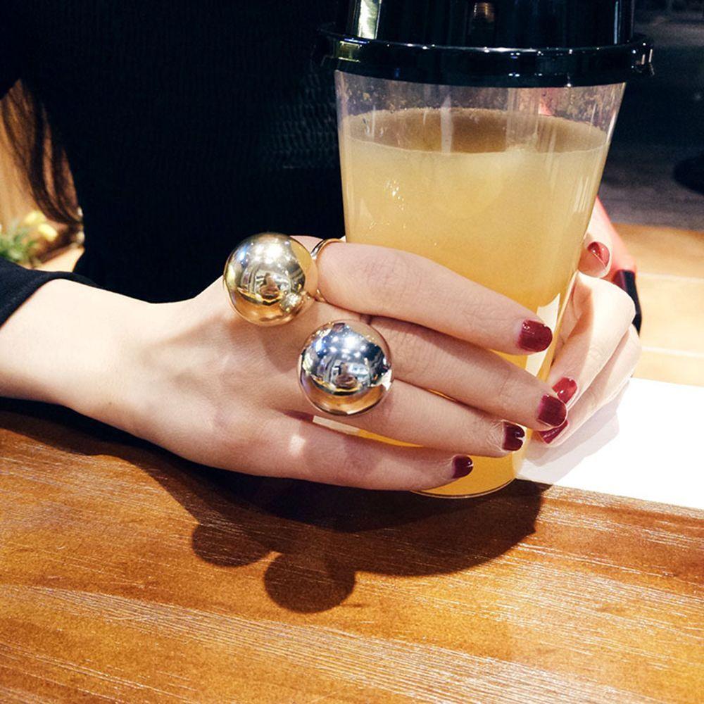 Party Ball Jewelry Ring Adjustable Large Metal Ball Opening Ring