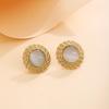 Vintage Cat Eye Textured Sunflower Stud Earrings – Luxury Geometric Metal Style for Women