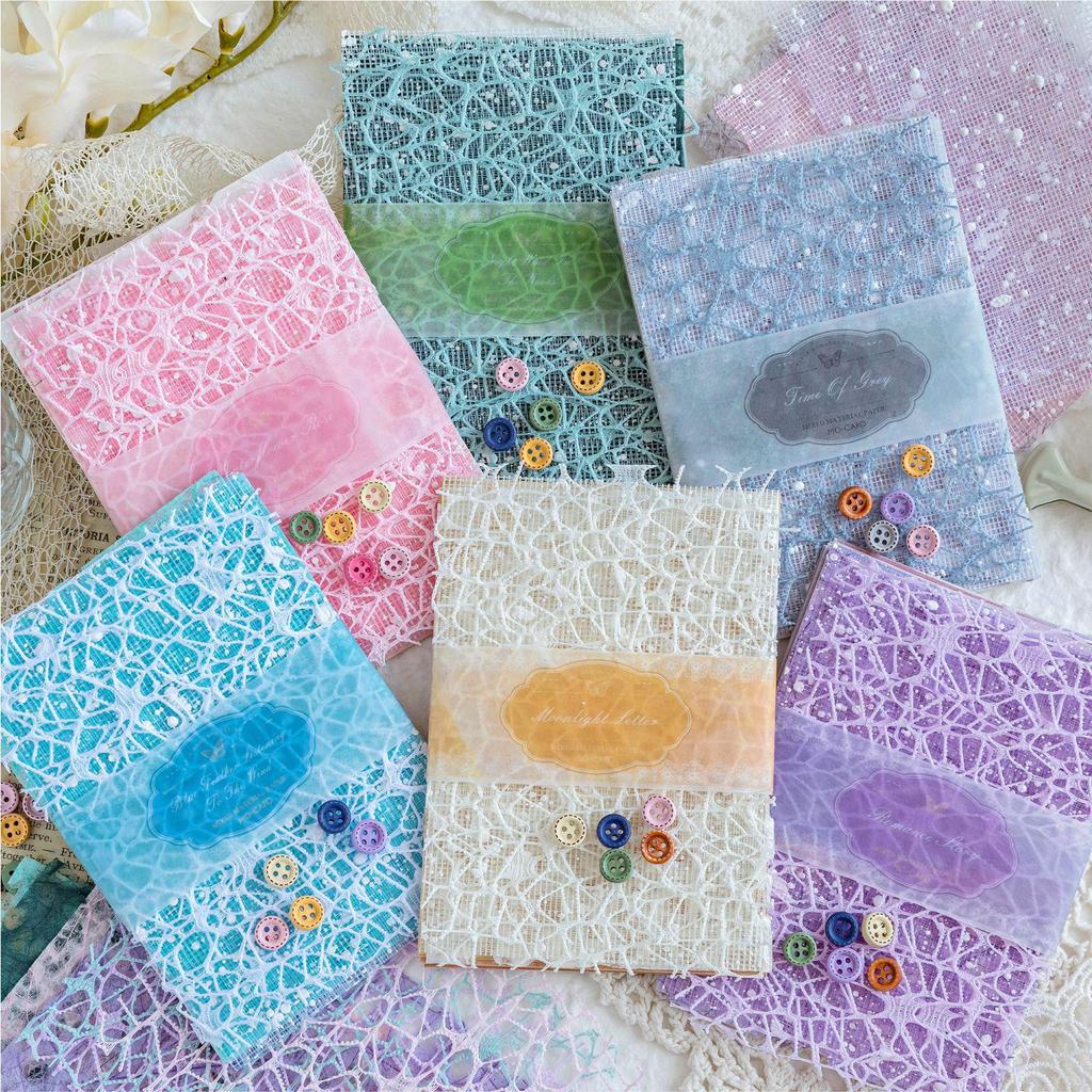 Momo Romance Series Salt-Based Lace Grid Journal DIY Paper Decoration