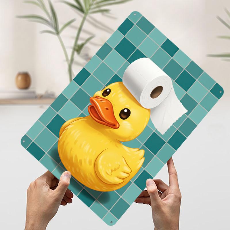 Duck With Toilet Paper Hat Printed Poster Customized Retro Wall Art Vintage Metal Tin Signs for Home Room Decoration Gaming Cozy