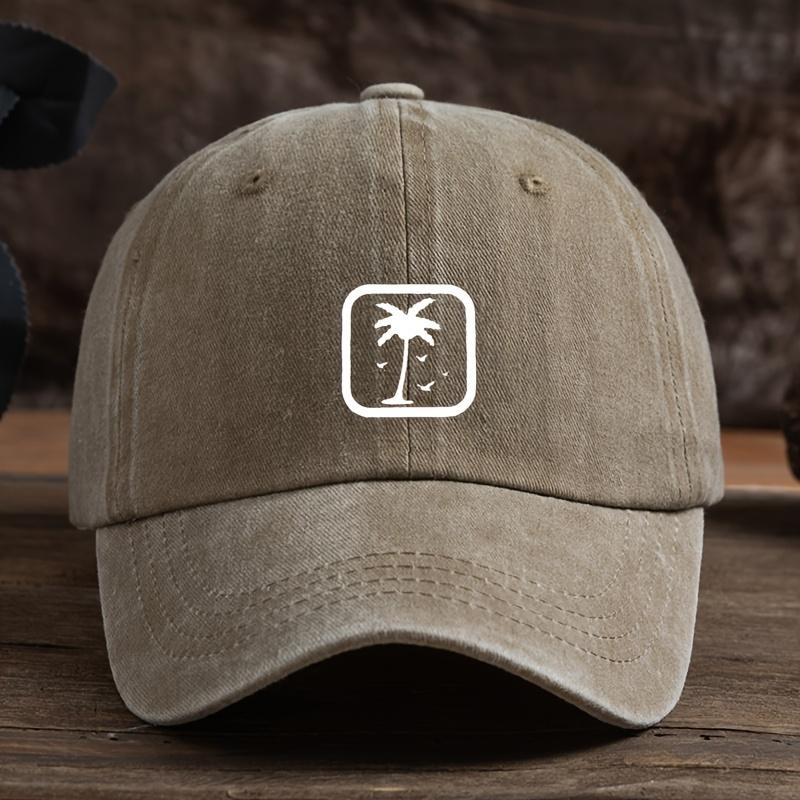 A Fun Square Frame Coconut Tree Print Baseball Hat Unisex Outdoor Fashion Versatile Duck Hat Trend