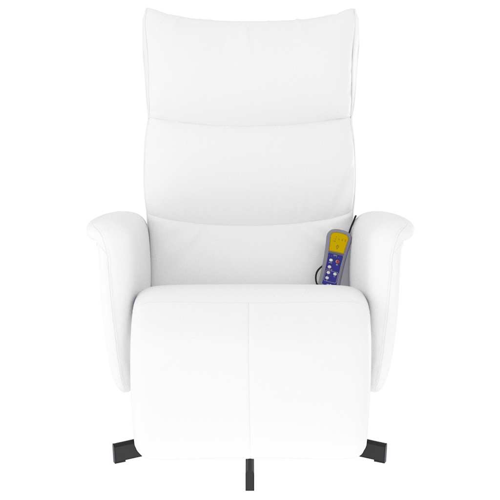 Massage Chair with Footrest White Faux Leather
