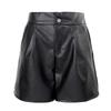 Women's High-Waist PU Leather A-Line Shorts, Brown Wide-Leg Style for Autumn/Winter 2024. Perfect Outerwear with Boots.