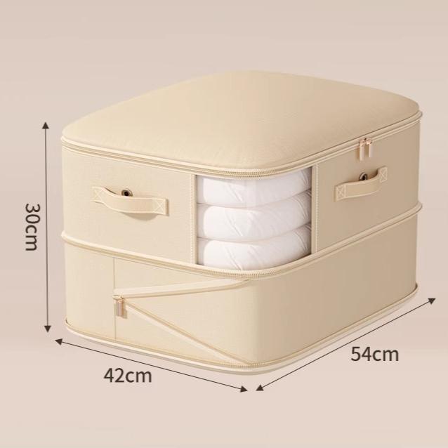 Очень большие компрессионные мешки для хранения, экономящие место, с застежкой-молнией, сверхпрочные, для одежды, постельного белья, путешествий, штабелируемые компрессионные мешки Two-layer【54*42*30cm】 бежевый