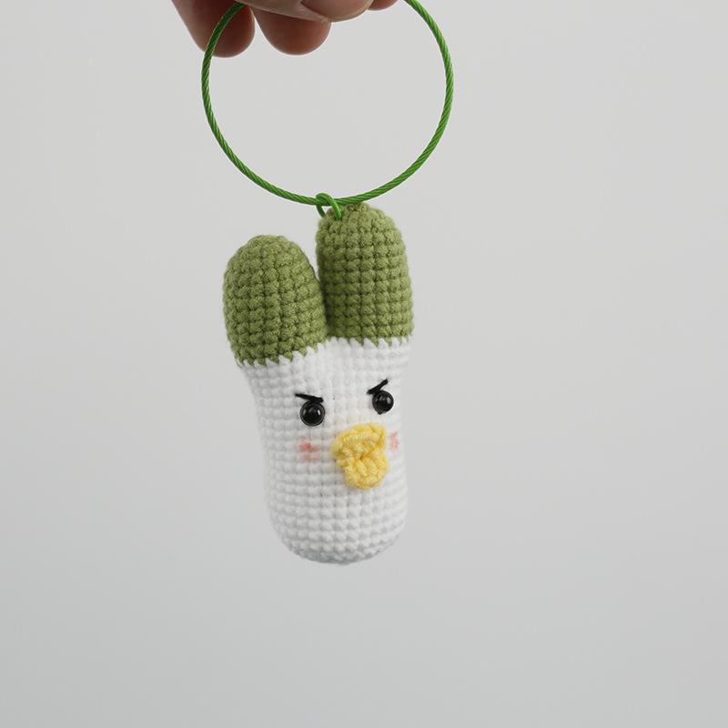 Creative Crochet Keychains Funny Expression Vegetable Doll Keychains Knitting Handmaking Cute Keyrings Bag Pendant Accessories