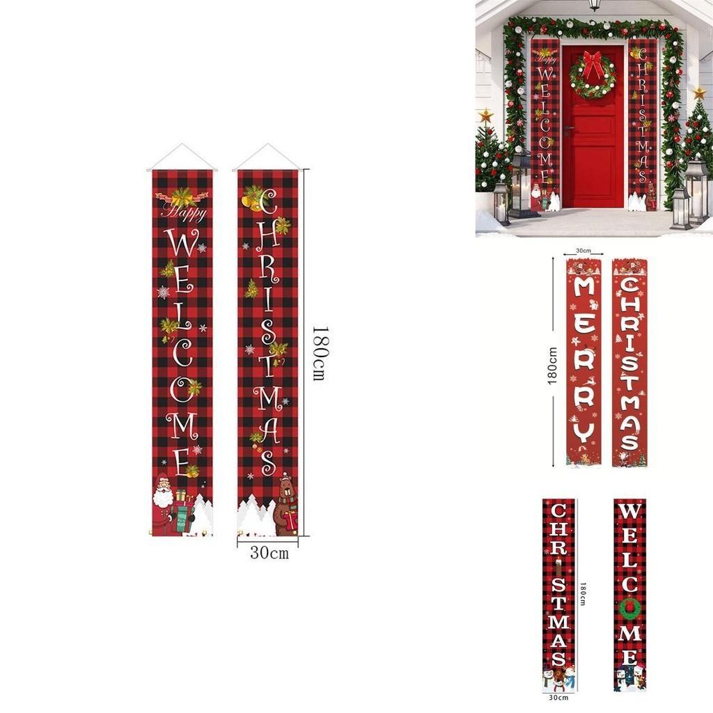 Vibrant Christmas Door Hanging Sign Banner Flag Xmas Party Decor