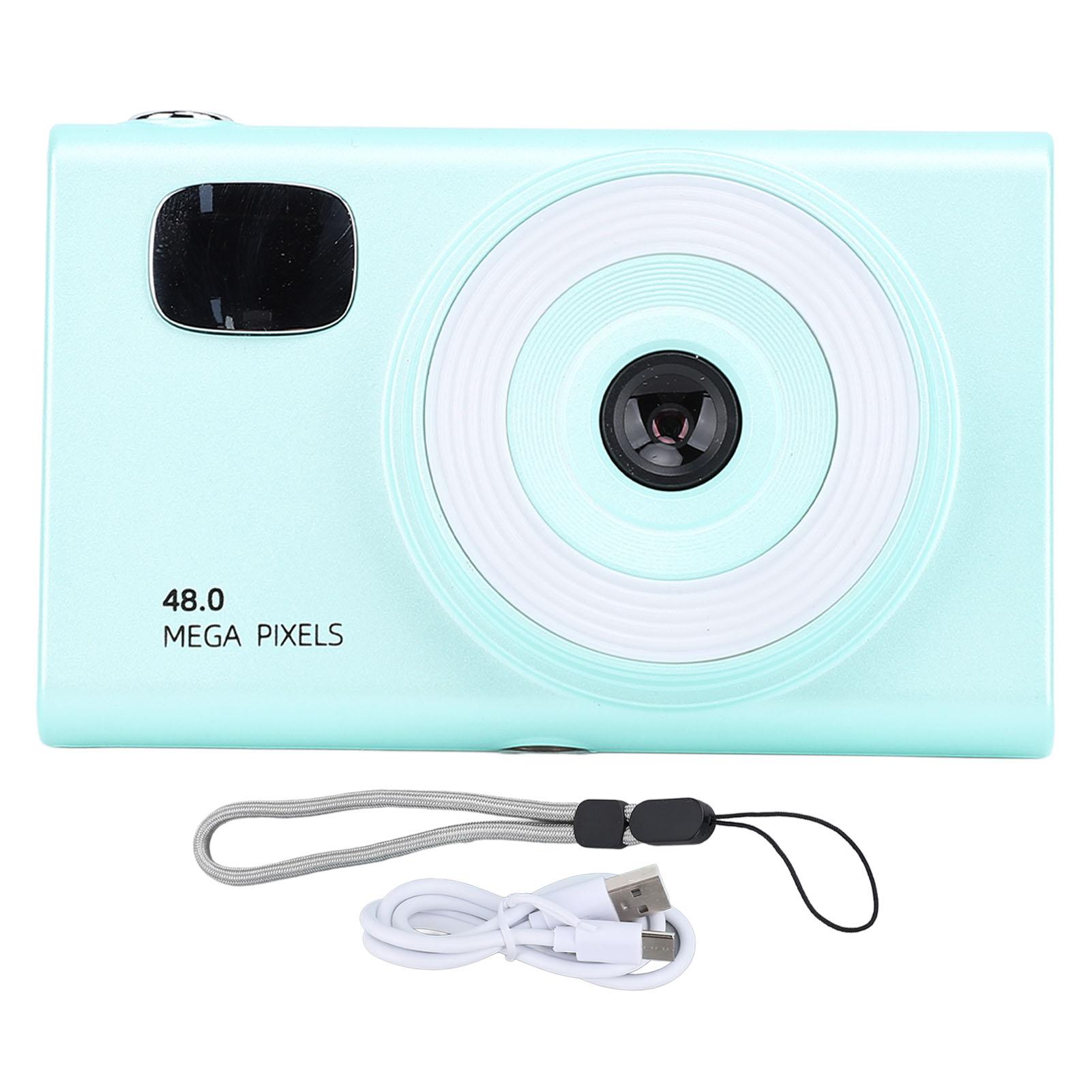 

Digital Camera Kids 1080P HD 48MP 16X Zoom Portable Prevent Shake for Vlogging Travel H12 White зелений