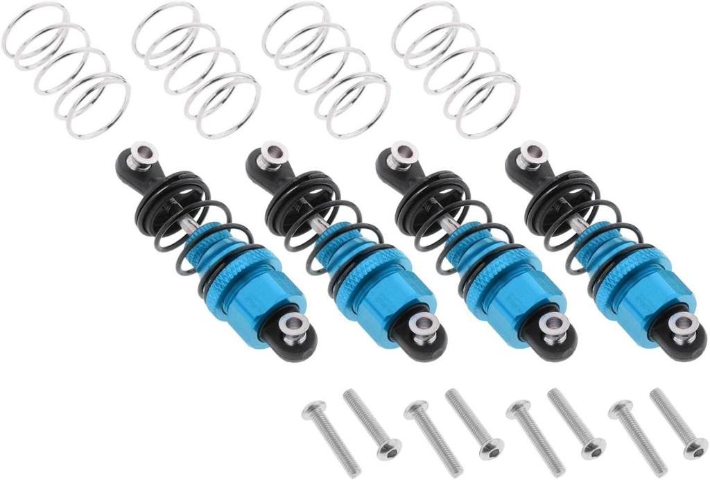 4-Piece Aluminum Alloy Shock Absorber Damper Set for Tamiya TT-01, TT-02, TT02 (1/10 Scale) RC Car Upgrade Parts and Accessories (Color: Blue)