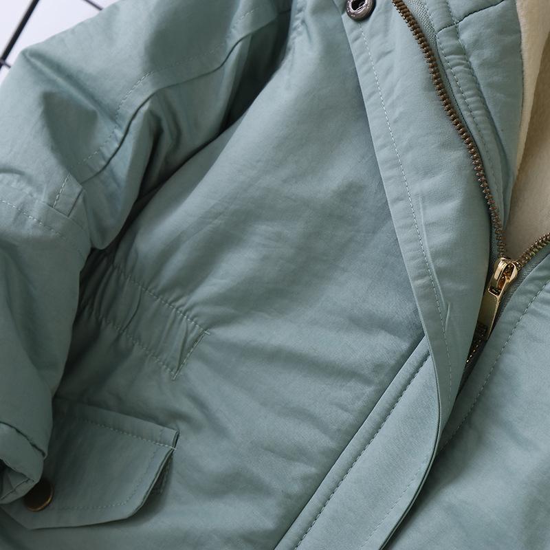 Girls Cotton-padded Coats Velvet and Thickened Winter Outerwear Fashion Hoodie Jacket Children Clothing