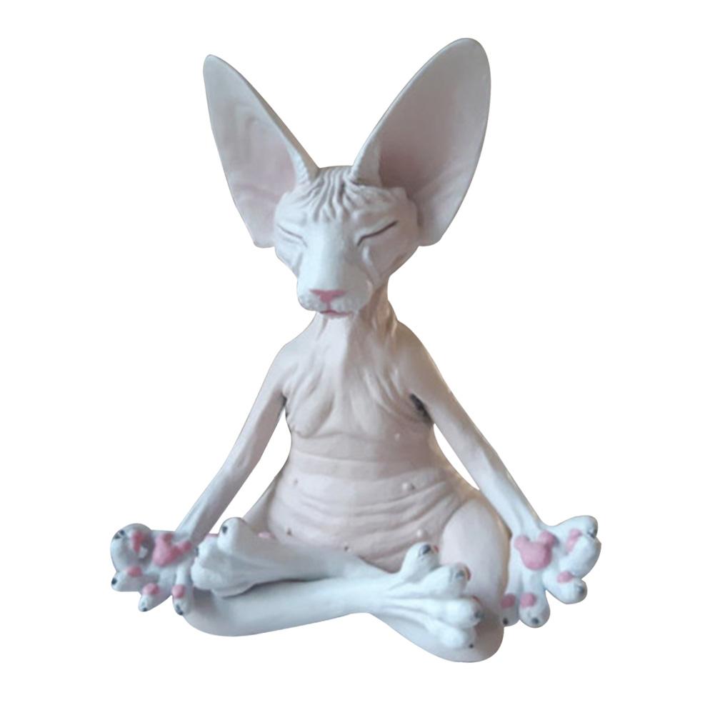 

Meditation Yoga Happy Cat Whimsical Buddha Sphinx Cat Statue Art Deco Sculpture Outdoor Garden Statue 3D Home Decor