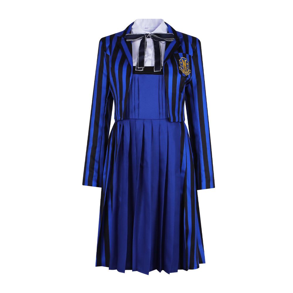 Adams Family Wednesday Student Uniform Cosplay Costume For Girls Halloween Role Play