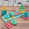 Building Kids Wooden Blocks Four Colors Macaron Shaped Match Educational Toy