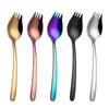 Fork Spoon 2 In 1 Colorful Rainbow Bento Accessories High Quality Stainless Steel Fruit Fork Dessert Forks for Cake Snack Salad