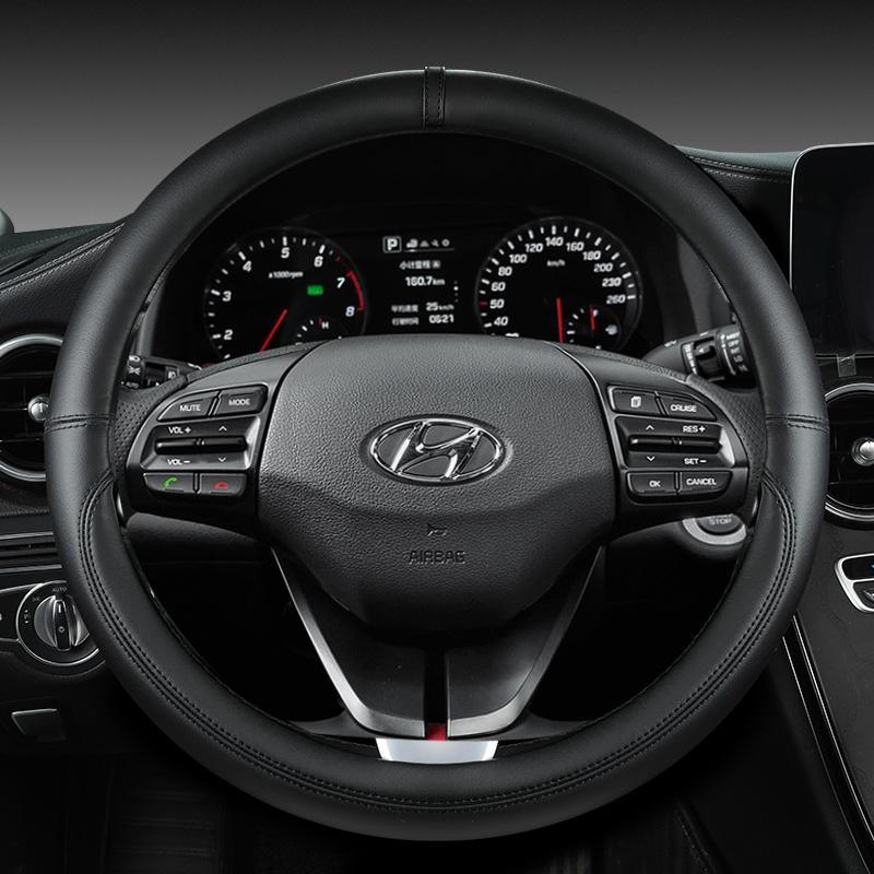 

Шкіряний чохол на кермо з мікрофібри для Hyundai Veloster II I30 III 2018-2022 Elantra (НАС) - 2023 Автоаксесуари чорний