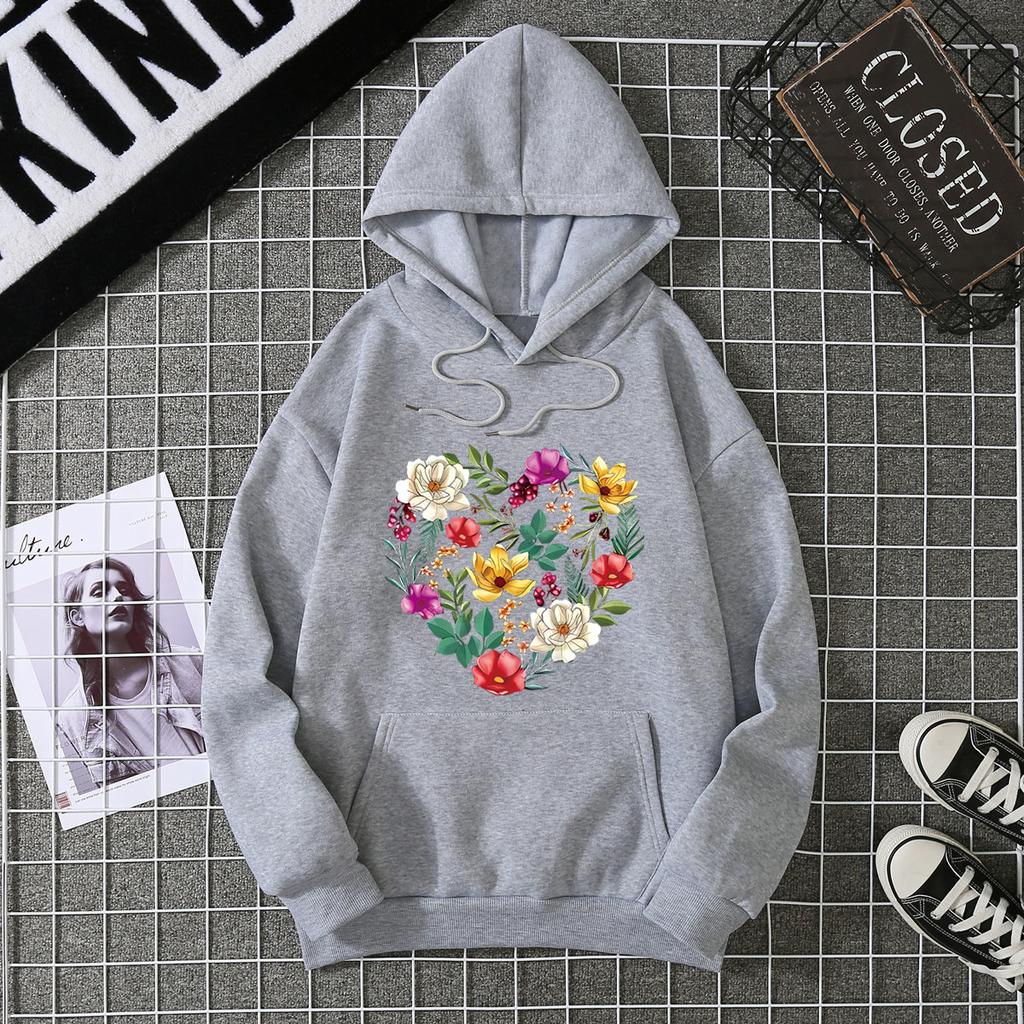 2025 Autumn and Winter New Velvet Long-sleeved Pocket Flower Pattern Sweater Supports Printed Jacket