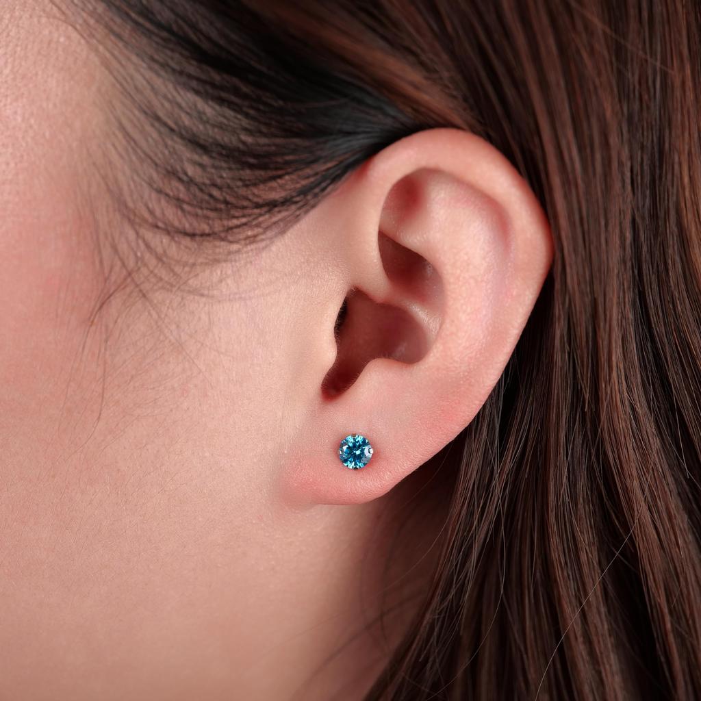 Limerencia Titanium Pure Titanium for Medical Second For Sensitive 1 Pair Piercings, Use, Hypoallergenic, Piercing, Ears, Unisex, (5mm, Aquamarine)
