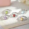 S925 Sterling Silver Natural Stone Ring for Women, Japanese Style Elegant Crystal Band, Adjustable Dainty Jewelry, Daily Wear & Gift for Girlfriend