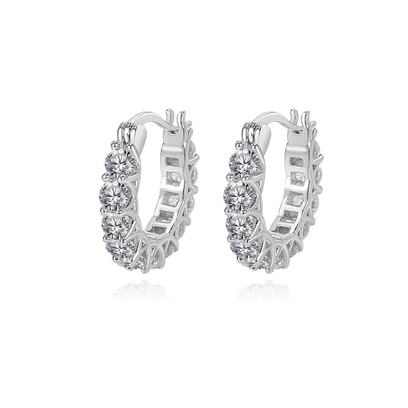 

Meier High-end full diamond zircon u-shaped earrings, women s french lace zircon earrings, jewelry платиновый