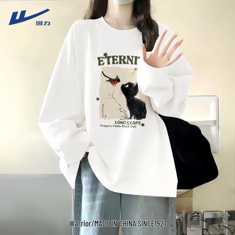 

Warrior Women s Cat Print Long Sleeve Cotton T-Shirt L