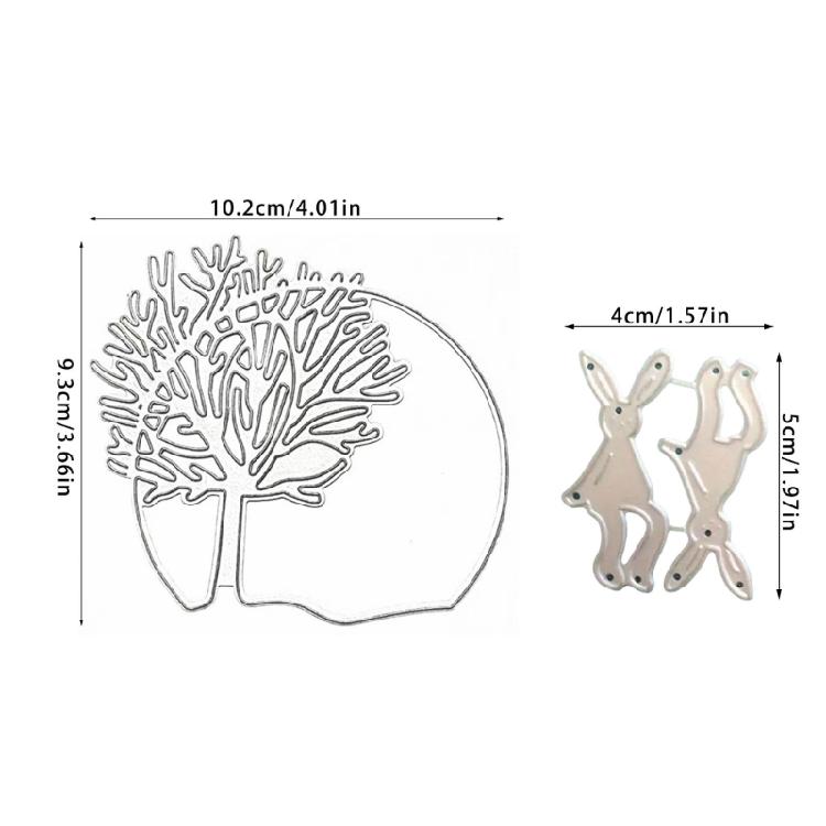 Bunnies Cutting Dies Scrapbooking Stencils Tree Shape Carbon Steel Die Cut Templates for Card Making Scrapbooking