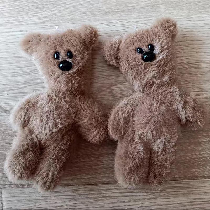 Porte-clés couineur en forme d'ours en peluche, pendentif de dessin animé, mignon, en peluche, Kawaii, doux, pour sac, breloques, décorations, cadeau pour enfants