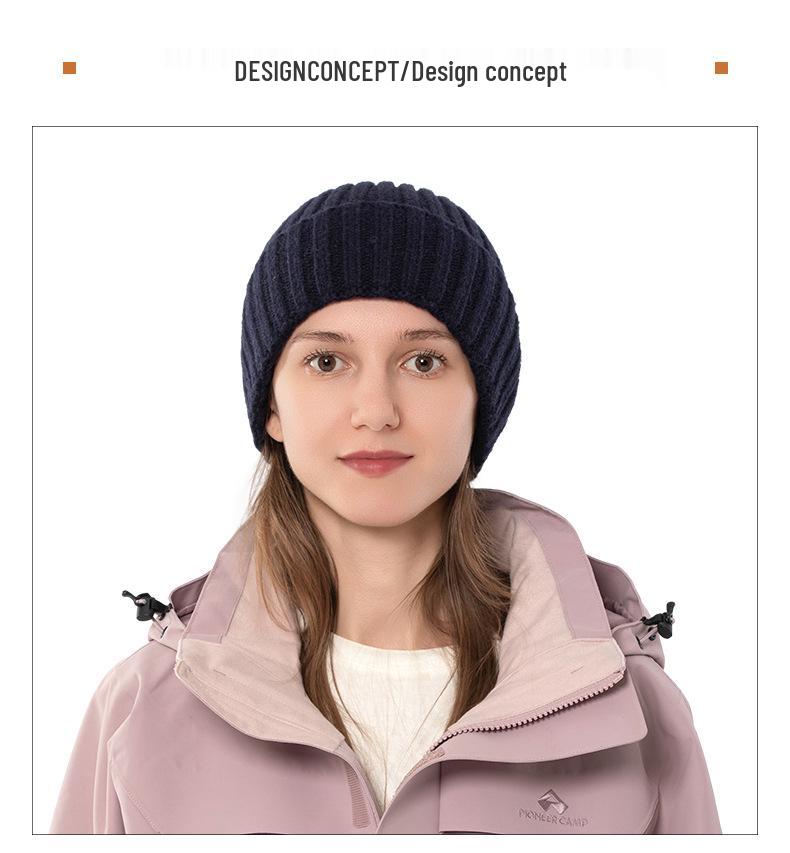 Winter Rabbit Down Core Knitted Hat for Women - Windproof, Warm, Breathable, with Large Brim - Perfect for Students and Couples