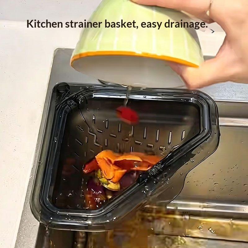 Kitchen Sink Corner Drain Strainer Basket Non Slip Durable Plastic Fast Draining for Kitchen Dishwashing Leftover Filtration