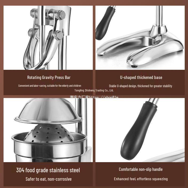 2nd Gen Stainless Steel Manual Juicer for Oranges, Watermelons, & Pomegranates - Commercial & Home Use