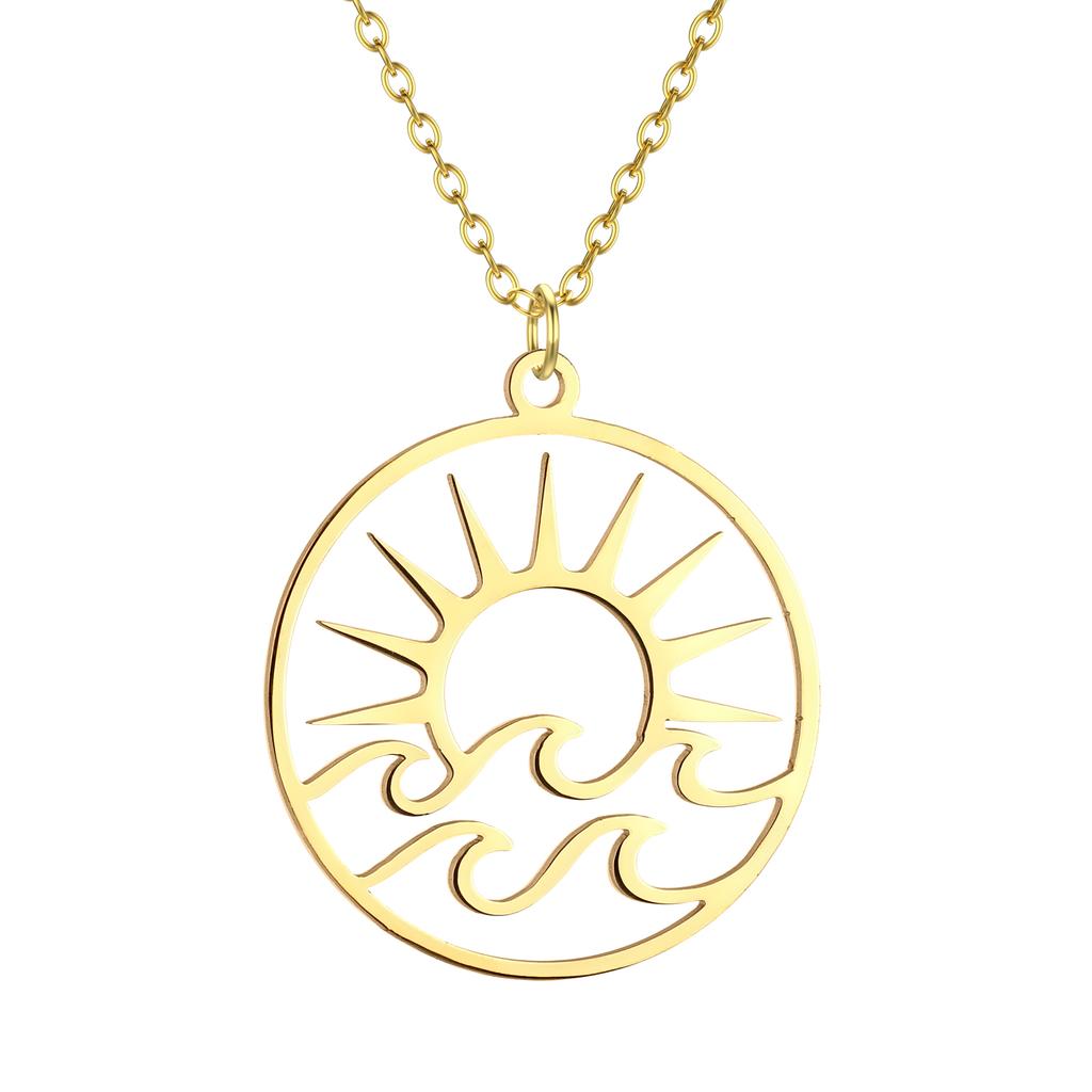 Kinitial Cactus Saturn Planet Infinity Lips Bird Landscape Sun Mountain Stainless Steel Pendant Necklace For Women Jewelry Gift