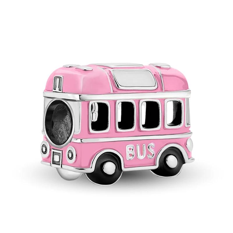Copper Puppy Girl Car Pink Series Charms Beads Fit Original Pan Bracelet Bangle High Quality Diy Jewelry For Womens