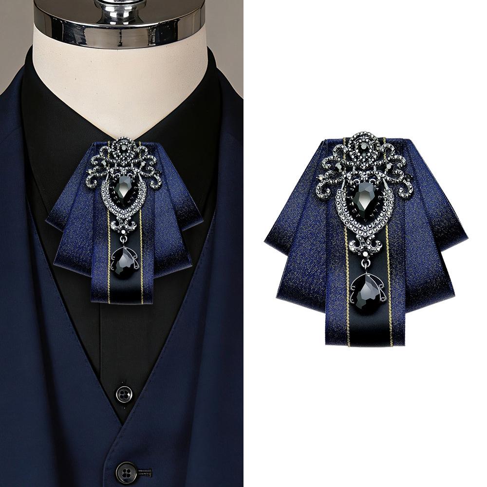 Men's Rhinestone Flower Bow Tie for Formal Events