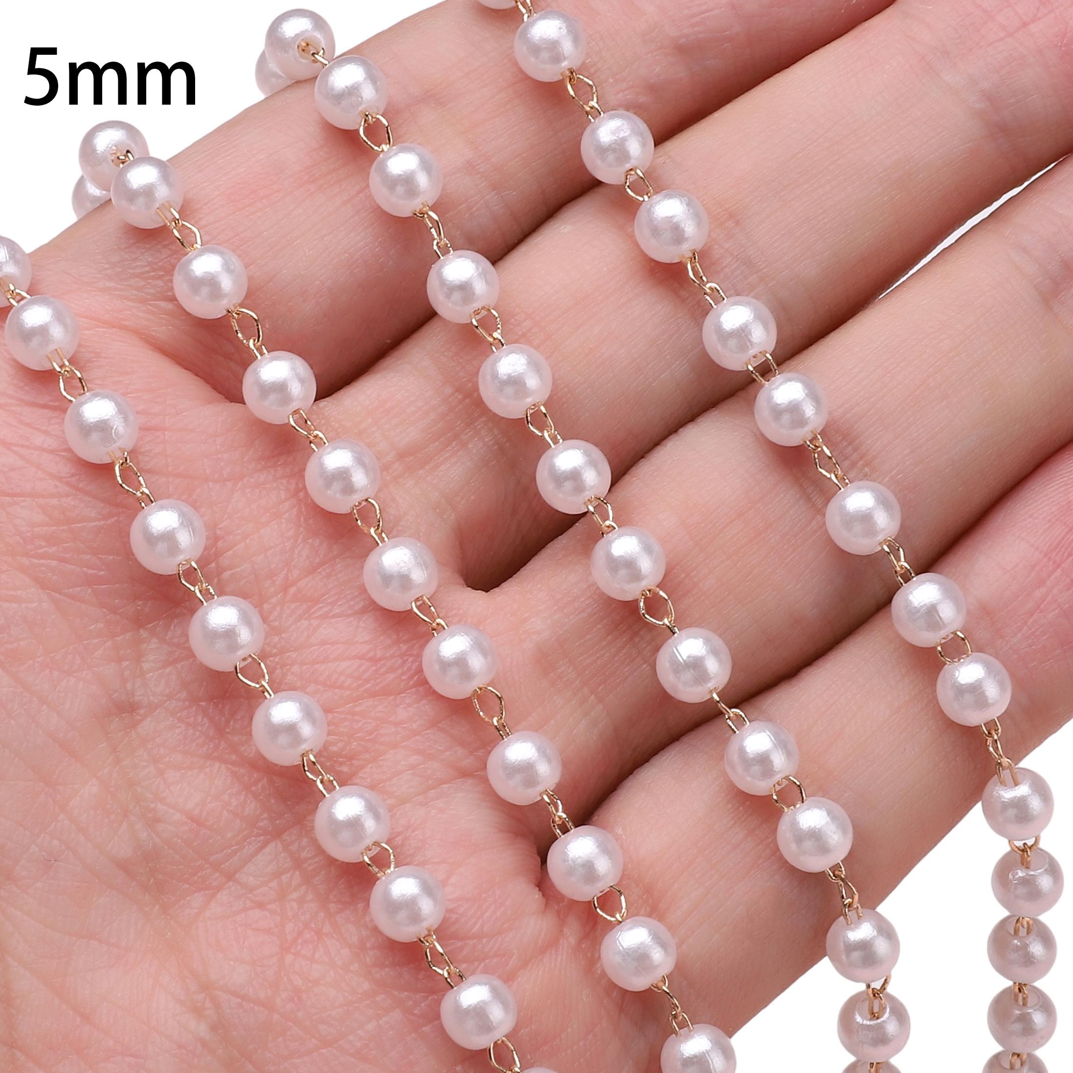 

50 см ABS круглые искусственные жемчужные бусины цепочка для самостоятельного изготовления ювелирных изделий аксессуары для украшения дома 5mm золотой