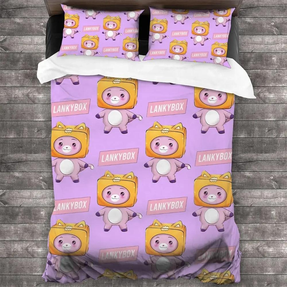 

3D Lankybox Foxy Boxy All Season Twin Bedding Set Single Twin Full Queen King Size Bed Set Aldult Kid Bedroom Duvetcover Sets 135X200cm-2pcs