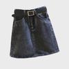 Black & Gray High-Waist A-Line Denim Mini Skirt - Korean Style, Summer Trend