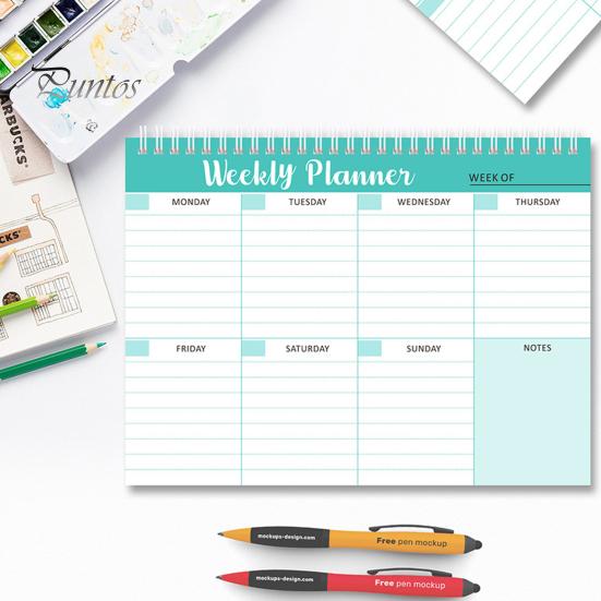 Tagesplaner, Spulendesign, Wochenplaner, Notizblock, Termine, Erinnerungen, Notizbuch für Zuhause, Schule, Büro