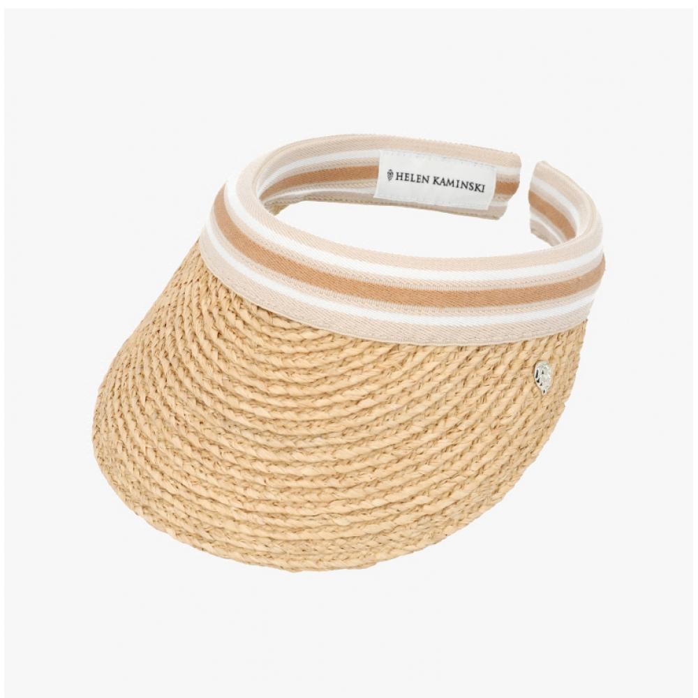 Helen Kaminski Bianka 8 Natural Nuga Stripe Visor Sun Cap